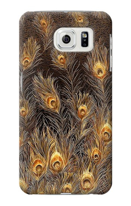 S3691 Plume de paon d'or Etui Coque Housse pour Samsung Galaxy S7 Edge