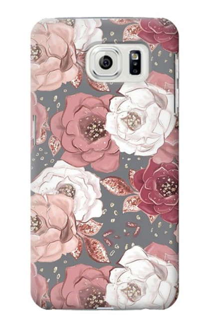 S3716 Motif floral rose Etui Coque Housse pour Samsung Galaxy S7 Edge