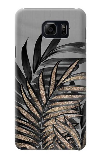 S3692 Feuilles de palmier gris noir Etui Coque Housse pour Samsung Galaxy S6 Edge Plus