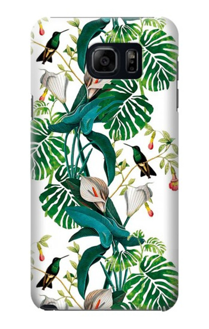S3697 Oiseaux de la vie des feuilles Etui Coque Housse pour Samsung Galaxy S6 Edge Plus