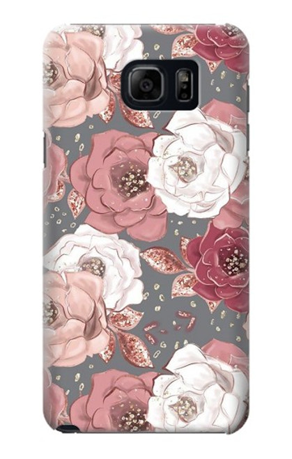 S3716 Motif floral rose Etui Coque Housse pour Samsung Galaxy S6 Edge Plus