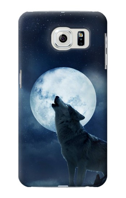 S3693 Pleine lune du loup blanc sinistre Etui Coque Housse pour Samsung Galaxy S6