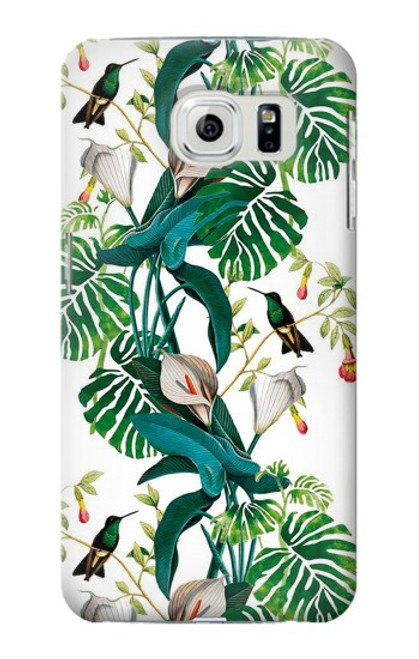 S3697 Oiseaux de la vie des feuilles Etui Coque Housse pour Samsung Galaxy S6