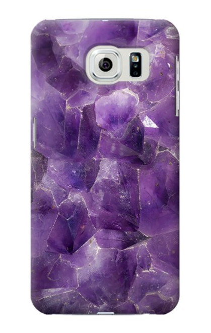 S3713 Graphique violet améthyste à quartz imprimé Etui Coque Housse pour Samsung Galaxy S6