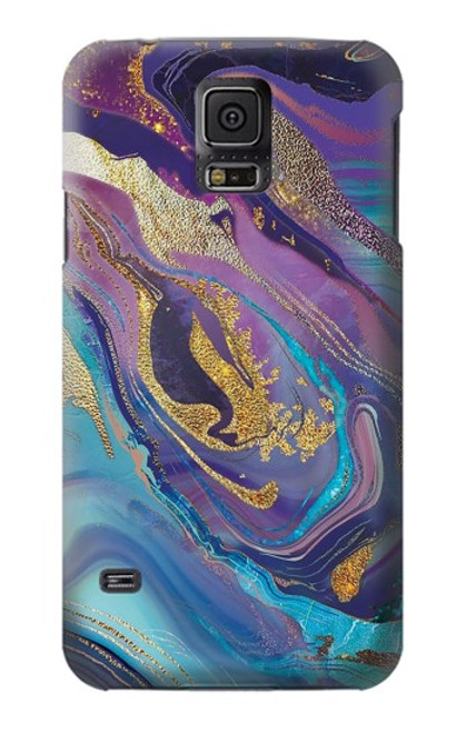 S3676 Pierre de marbre abstraite colorée Etui Coque Housse pour Samsung Galaxy S5