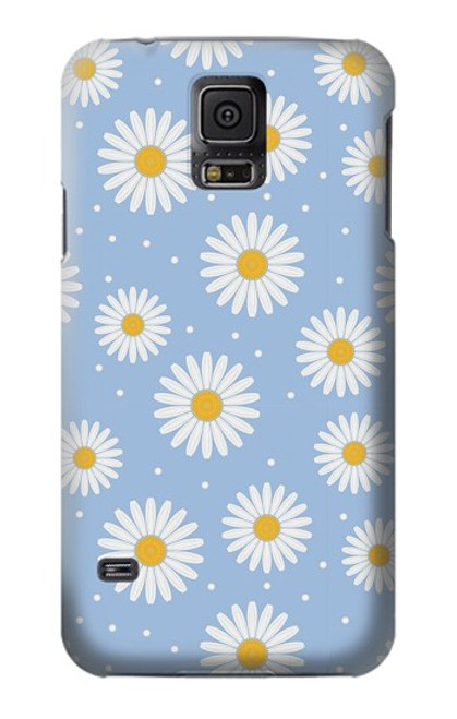 S3681 Motif de fleurs de marguerite Etui Coque Housse pour Samsung Galaxy S5