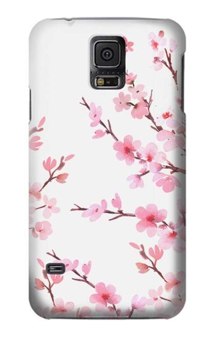 S3707 Fleur de cerisier rose fleur de printemps Etui Coque Housse pour Samsung Galaxy S5