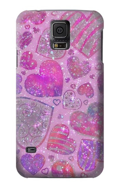 S3710 Coeur d'amour rose Etui Coque Housse pour Samsung Galaxy S5