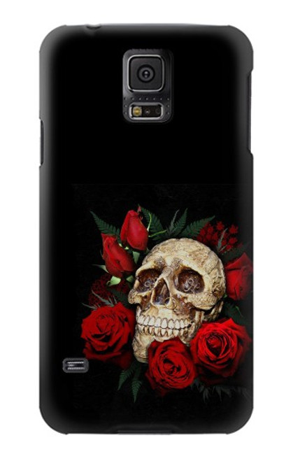 S3753 Roses de crâne gothique sombre Etui Coque Housse pour Samsung Galaxy S5