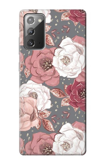 S3716 Motif floral rose Etui Coque Housse pour Samsung Galaxy Note 20