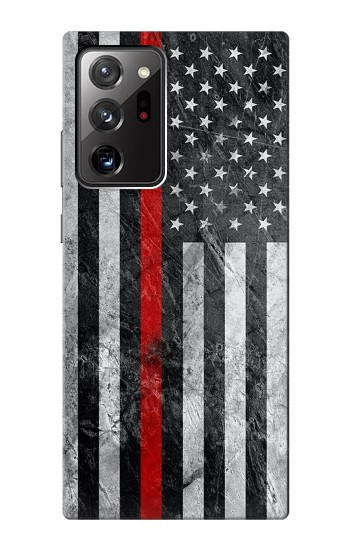 S3687 Drapeau américain de pompier mince ligne rouge Etui Coque Housse pour Samsung Galaxy Note 20 Ultra, Ultra 5G
