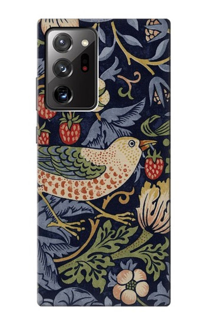 S3791 William Morris Strawberry Thief Fabric Etui Coque Housse pour Samsung Galaxy Note 20 Ultra, Ultra 5G