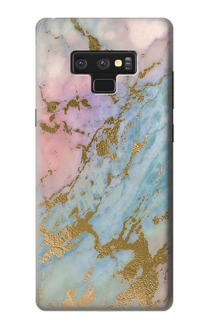 S3717 Imprimé graphique en marbre bleu pastel or rose Etui Coque Housse pour Note 9 Samsung Galaxy Note9