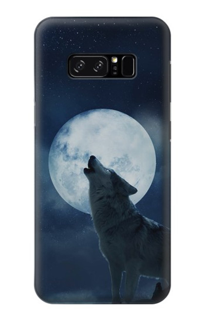 S3693 Pleine lune du loup blanc sinistre Etui Coque Housse pour Note 8 Samsung Galaxy Note8