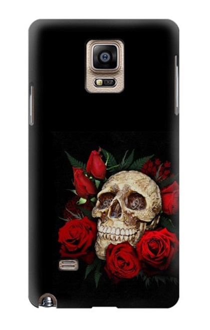 S3753 Roses de crâne gothique sombre Etui Coque Housse pour Samsung Galaxy Note 4