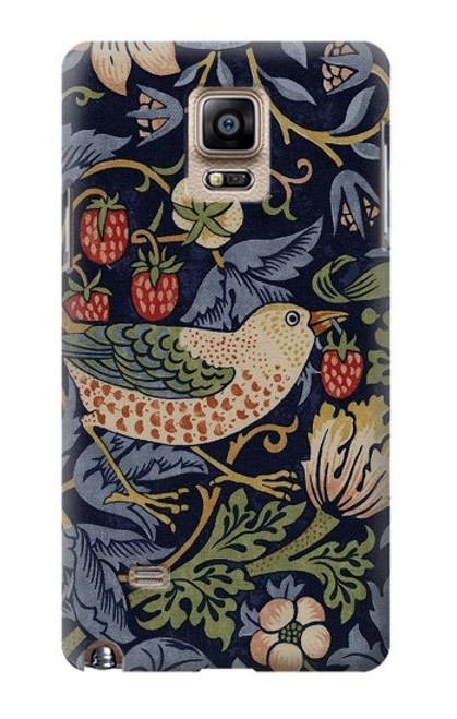 S3791 William Morris Strawberry Thief Fabric Etui Coque Housse pour Samsung Galaxy Note 4