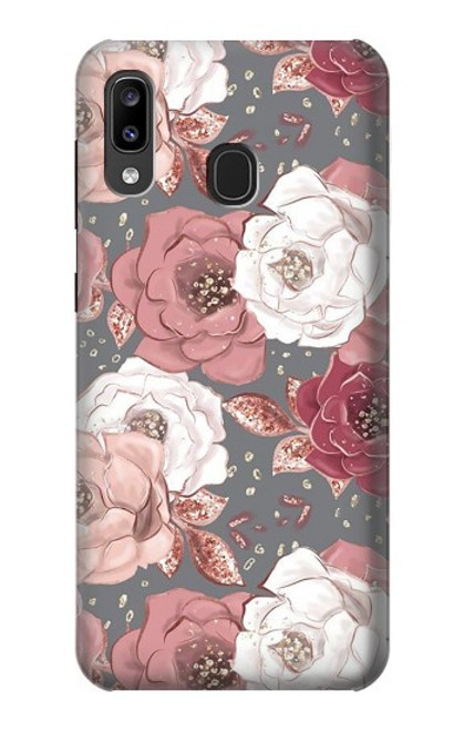 S3716 Motif floral rose Etui Coque Housse pour Samsung Galaxy A20, Galaxy A30