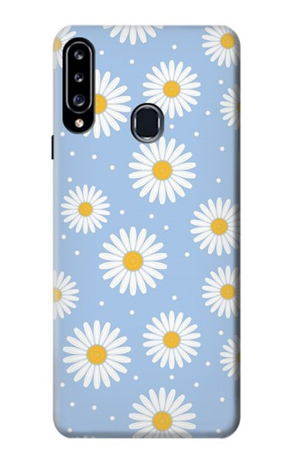 S3681 Motif de fleurs de marguerite Etui Coque Housse pour Samsung Galaxy A20s