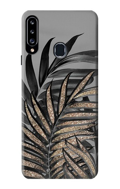 S3692 Feuilles de palmier gris noir Etui Coque Housse pour Samsung Galaxy A20s