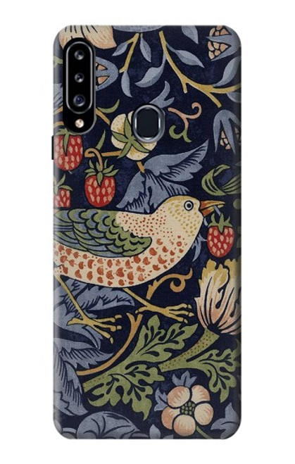 S3791 William Morris Strawberry Thief Fabric Etui Coque Housse pour Samsung Galaxy A20s