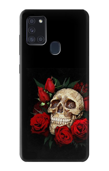 S3753 Roses de crâne gothique sombre Etui Coque Housse pour Samsung Galaxy A21s