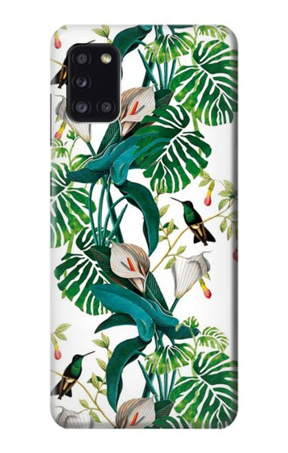 S3697 Oiseaux de la vie des feuilles Etui Coque Housse pour Samsung Galaxy A31
