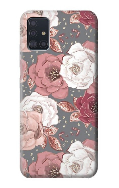 S3716 Motif floral rose Etui Coque Housse pour Samsung Galaxy A51 5G