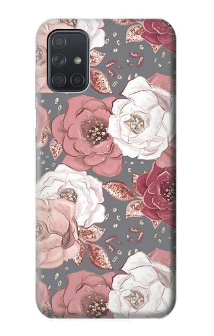 S3716 Motif floral rose Etui Coque Housse pour Samsung Galaxy A71 5G