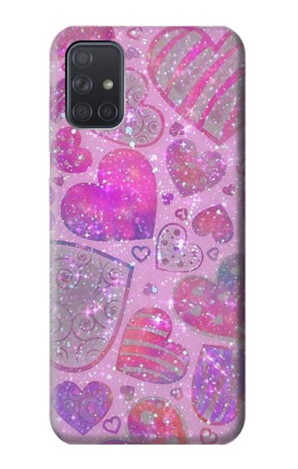 S3710 Coeur d'amour rose Etui Coque Housse pour Samsung Galaxy A71