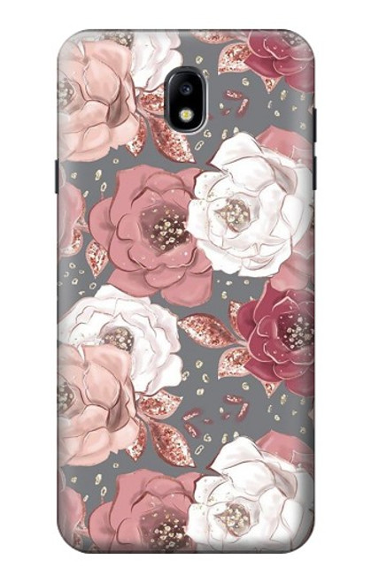 S3716 Motif floral rose Etui Coque Housse pour Samsung Galaxy J7 (2018), J7 Aero, J7 Top, J7 Aura, J7 Crown, J7 Refine, J7 Eon, J7 V 2nd Gen, J7 Star