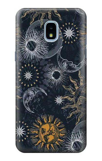 S3702 Lune et soleil Etui Coque Housse pour Samsung Galaxy J3 (2018), J3 Star, J3 V 3rd Gen, J3 Orbit, J3 Achieve, Express Prime 3, Amp Prime 3