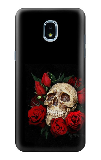 S3753 Roses de crâne gothique sombre Etui Coque Housse pour Samsung Galaxy J3 (2018), J3 Star, J3 V 3rd Gen, J3 Orbit, J3 Achieve, Express Prime 3, Amp Prime 3