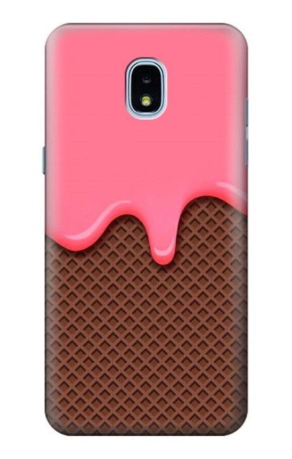 S3754 Cornet de crème glacée à la fraise Etui Coque Housse pour Samsung Galaxy J3 (2018), J3 Star, J3 V 3rd Gen, J3 Orbit, J3 Achieve, Express Prime 3, Amp Prime 3