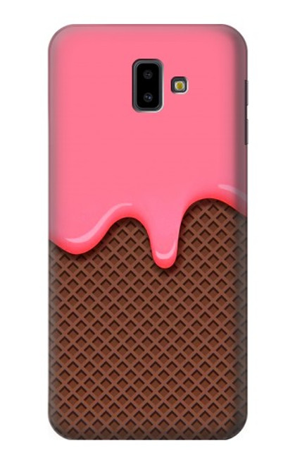 S3754 Cornet de crème glacée à la fraise Etui Coque Housse pour Samsung Galaxy J6+ (2018), J6 Plus (2018)