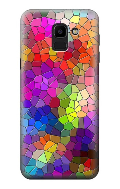 S3677 Mosaïques de briques colorées Etui Coque Housse pour Samsung Galaxy J6 (2018)