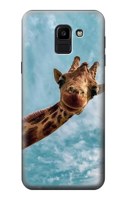 S3680 Girafe de sourire mignon Etui Coque Housse pour Samsung Galaxy J6 (2018)