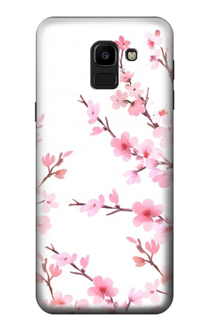 S3707 Fleur de cerisier rose fleur de printemps Etui Coque Housse pour Samsung Galaxy J6 (2018)