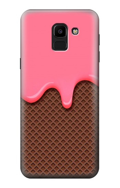 S3754 Cornet de crème glacée à la fraise Etui Coque Housse pour Samsung Galaxy J6 (2018)