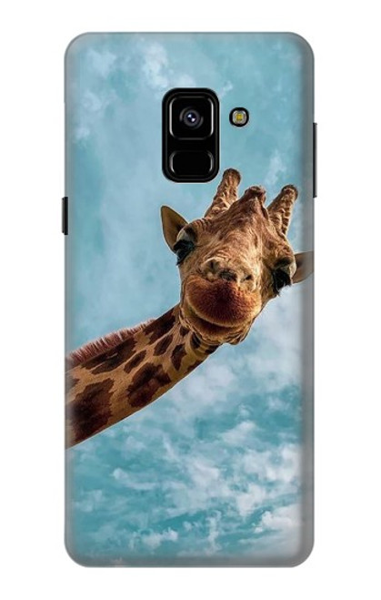 S3680 Girafe de sourire mignon Etui Coque Housse pour Samsung Galaxy A8 (2018)