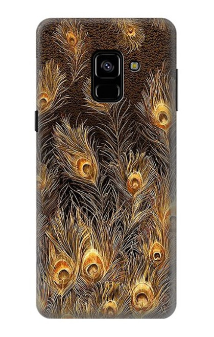 S3691 Plume de paon d'or Etui Coque Housse pour Samsung Galaxy A8 (2018)