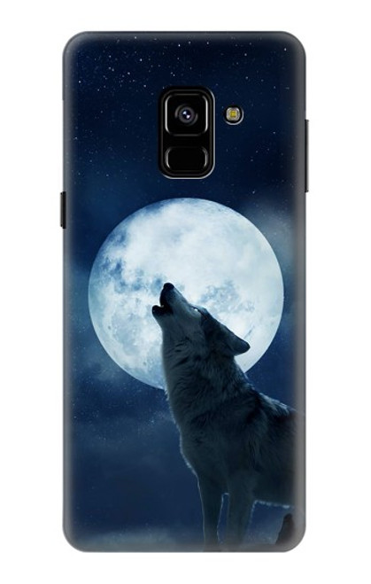 S3693 Pleine lune du loup blanc sinistre Etui Coque Housse pour Samsung Galaxy A8 (2018)