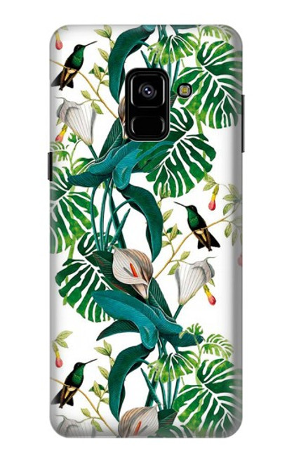 S3697 Oiseaux de la vie des feuilles Etui Coque Housse pour Samsung Galaxy A8 (2018)