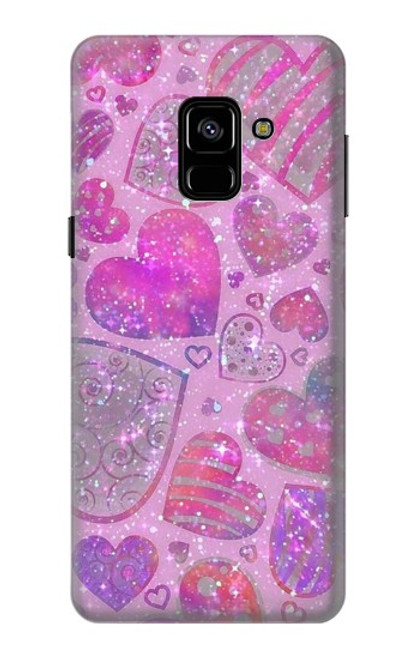 S3710 Coeur d'amour rose Etui Coque Housse pour Samsung Galaxy A8 (2018)