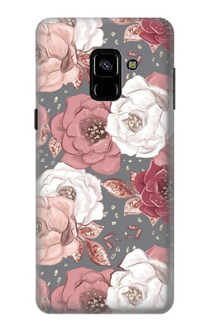S3716 Motif floral rose Etui Coque Housse pour Samsung Galaxy A8 (2018)