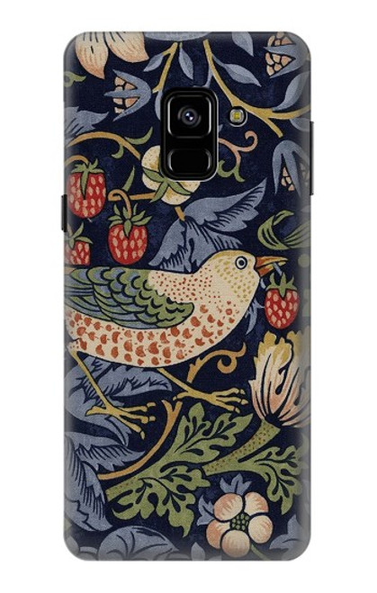 S3791 William Morris Strawberry Thief Fabric Etui Coque Housse pour Samsung Galaxy A8 (2018)