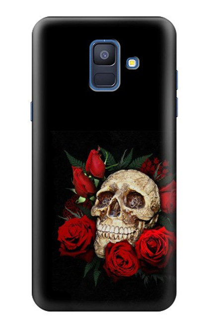 S3753 Roses de crâne gothique sombre Etui Coque Housse pour Samsung Galaxy A6 (2018)