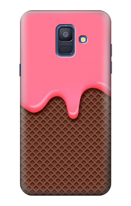S3754 Cornet de crème glacée à la fraise Etui Coque Housse pour Samsung Galaxy A6 (2018)