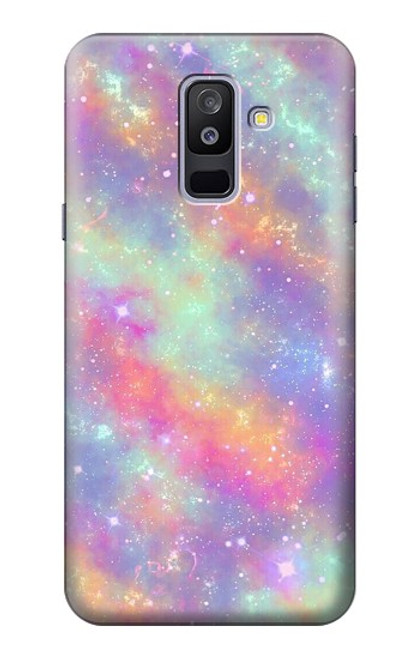 S3706 Arc-en-ciel pastel Galaxy Pink Sky Etui Coque Housse pour Samsung Galaxy A6+ (2018), J8 Plus 2018, A6 Plus 2018