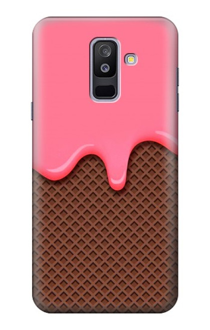 S3754 Cornet de crème glacée à la fraise Etui Coque Housse pour Samsung Galaxy A6+ (2018), J8 Plus 2018, A6 Plus 2018