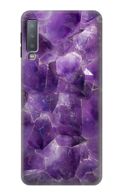 S3713 Graphique violet améthyste à quartz imprimé Etui Coque Housse pour Samsung Galaxy A7 (2018)